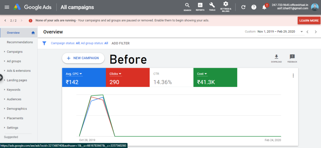 Google Ads Report Before